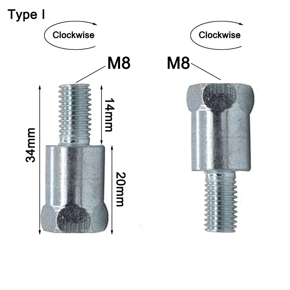 1PC 10mm Clockwise Motorcycle Mirror Adapter Steel Metal Heighten Rearview Bolt Screw Thread Conversion Bolt Motor Mirror Screw: Type I