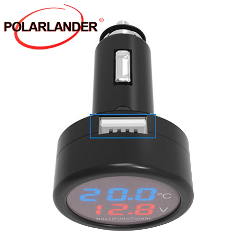 3 In 1 Geschikt Voor 12/24V Universele Led Digitale Auto Voltmeter Thermometer Mini Usb Car Charger Telefoon charger Adapter In Auto