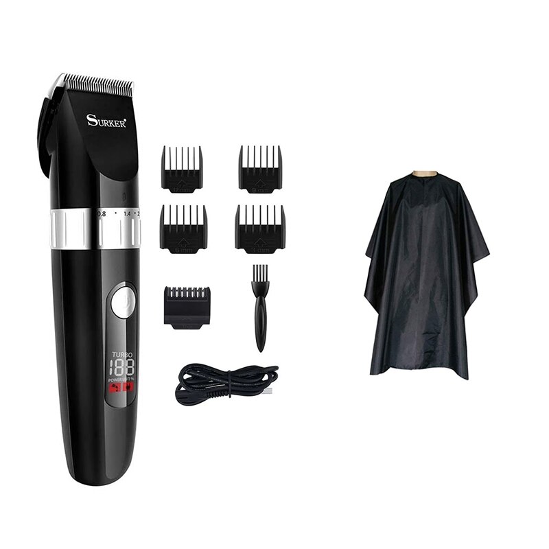 Elektrische Tondeuse Voor Mannen Professionele Haar Waterdichte Trimmer Scheermes Haar Snijmachine Kapper Clippers Lcd Diplay Kapsel: Rood