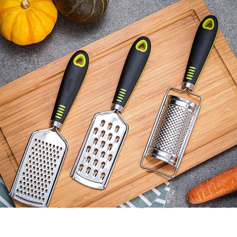 Kitchen Cheese Grater Lemon Zester, 3 Graters Set, Easy To Grate or Zest Vegetable Fruits Orange with Brush