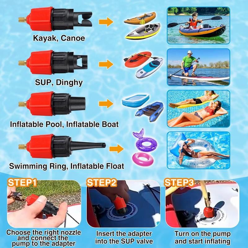 Paddle Board Pump Adapter Air Regulator Adapter 9 Nozzles Included Pumping Head Connector For Inflatable Kayak Paddle Board Air