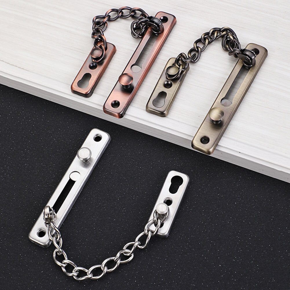 Door Chain Lock Stainless Steel Security Chain Guard Spring Anti Theft Press Heavy Duty Polished Latch Screw Guard Accessories