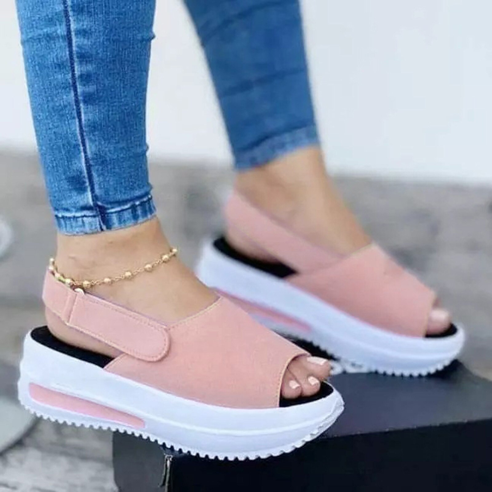 Vrouwen Casual Peep Toe Platforms Wiggen Strand Sandalen Sport Schoenen Dames Zomer Rome Hoge Hakken Sandalen Streetwear