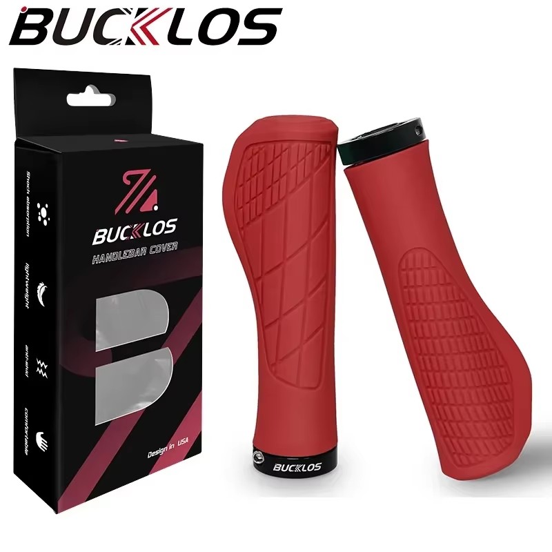 BUCKLOS-empuñaduras de manillar de bicicleta, empuñaduras ergonómicas con bloqueo, antideslizantes, duraderas, accesorios para bicicleta: Negro