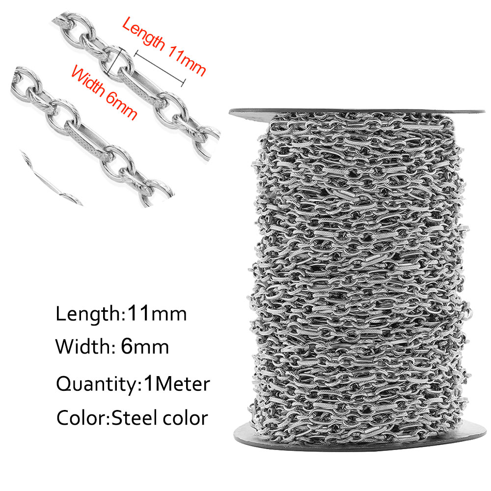 Edelstahl 1 Meter Ketten Kabel Stil Gold Ketten DIY für Halskette Armbinde Fußkettchen Schmuck Herstellung Komponenten: Schwarz