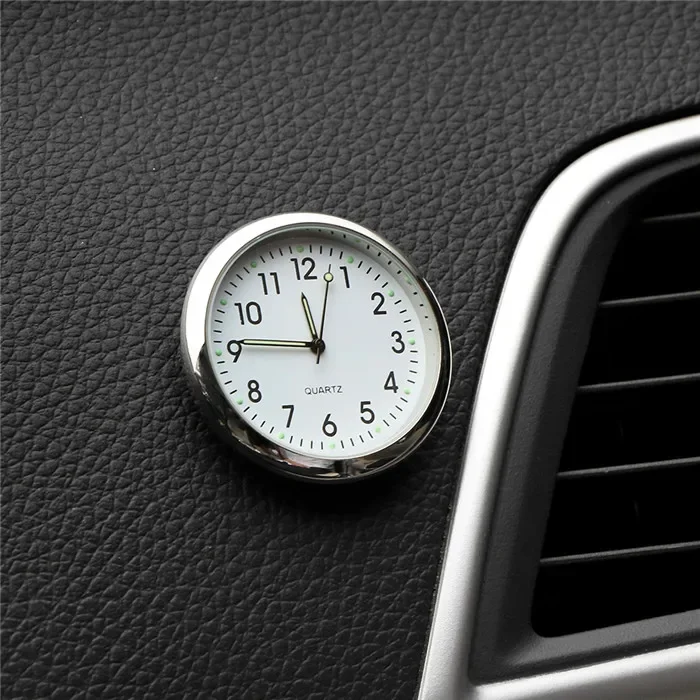 Auto Klok Mini Lichtgevend Digitaal Horloge Mechanica Quartz Klokken Auto 'S Interne Stick-On Auto Styling Accessoires: WIT