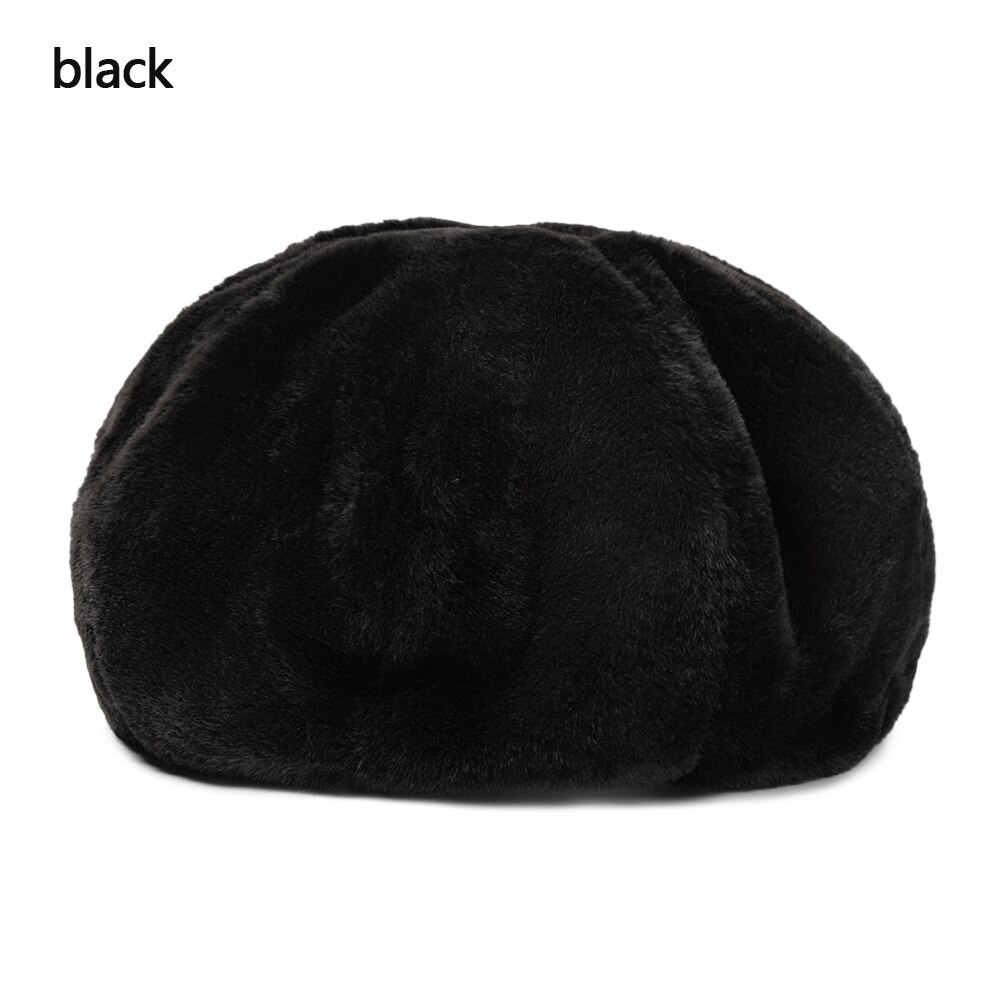 1PC Classic Beret Hat Women Soft Plush Pure Color Autumn Winter Beret Wool Outdoor Warm: black