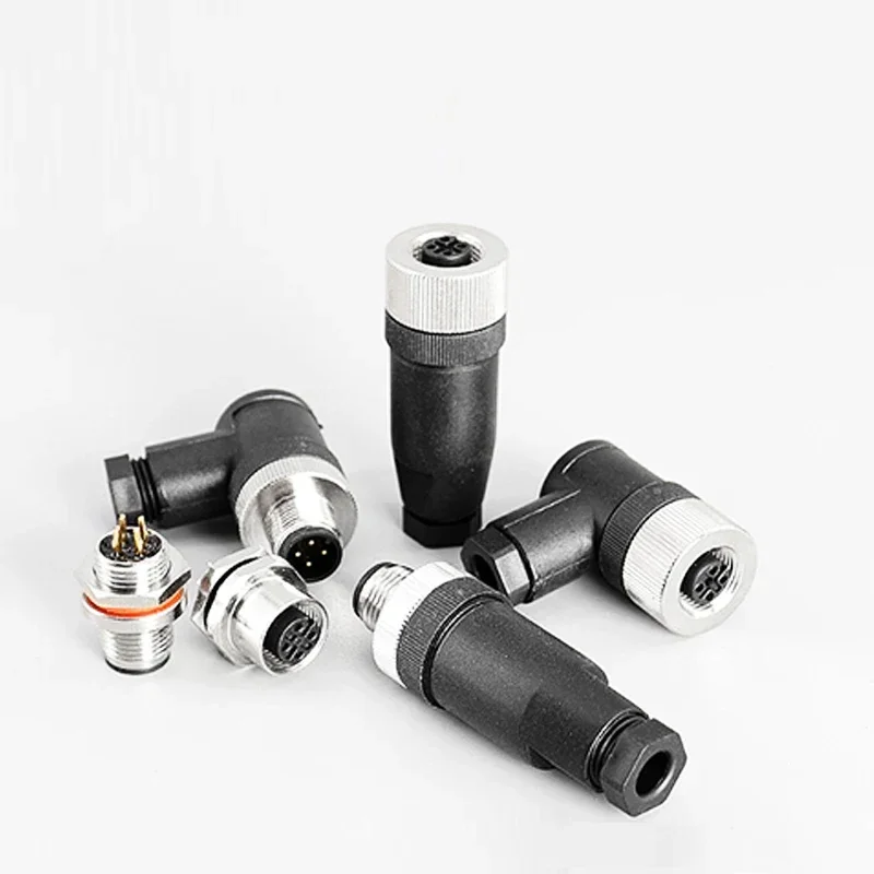 M12 sensor connector 4pin 5pin M12-8 waterproof male&female plug screw threaded coupling A Code sensor connectors