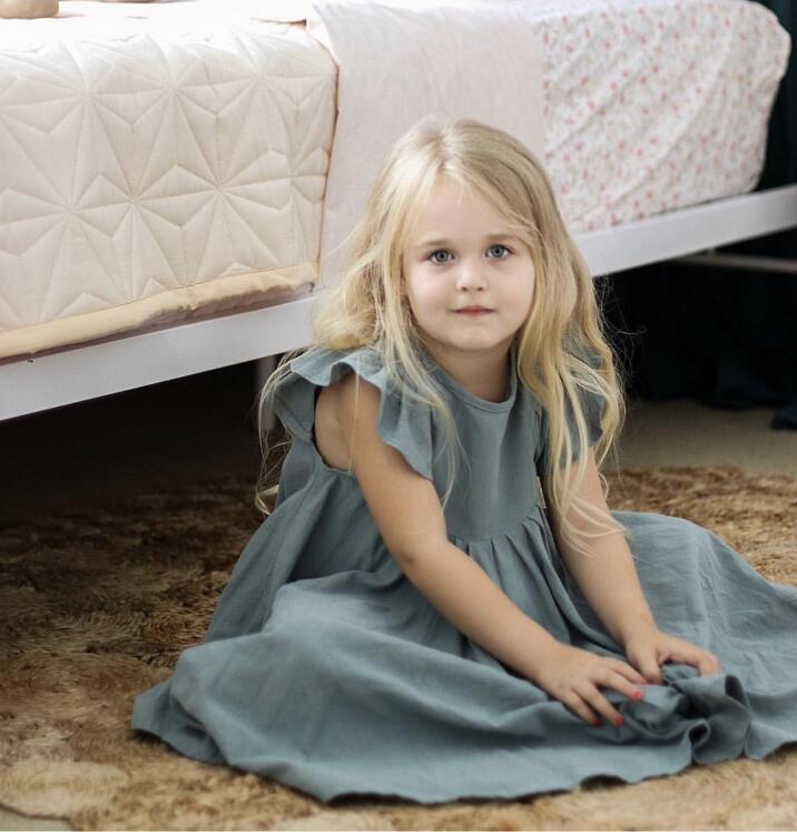 Baby Mädchen Sommer Kleider Sommer Neue Sommer Japan freundlicher Mädchen Kleid Leinen Frühling Kleidung Rüschen Prinzessin Baby Mädchen Kleidung
