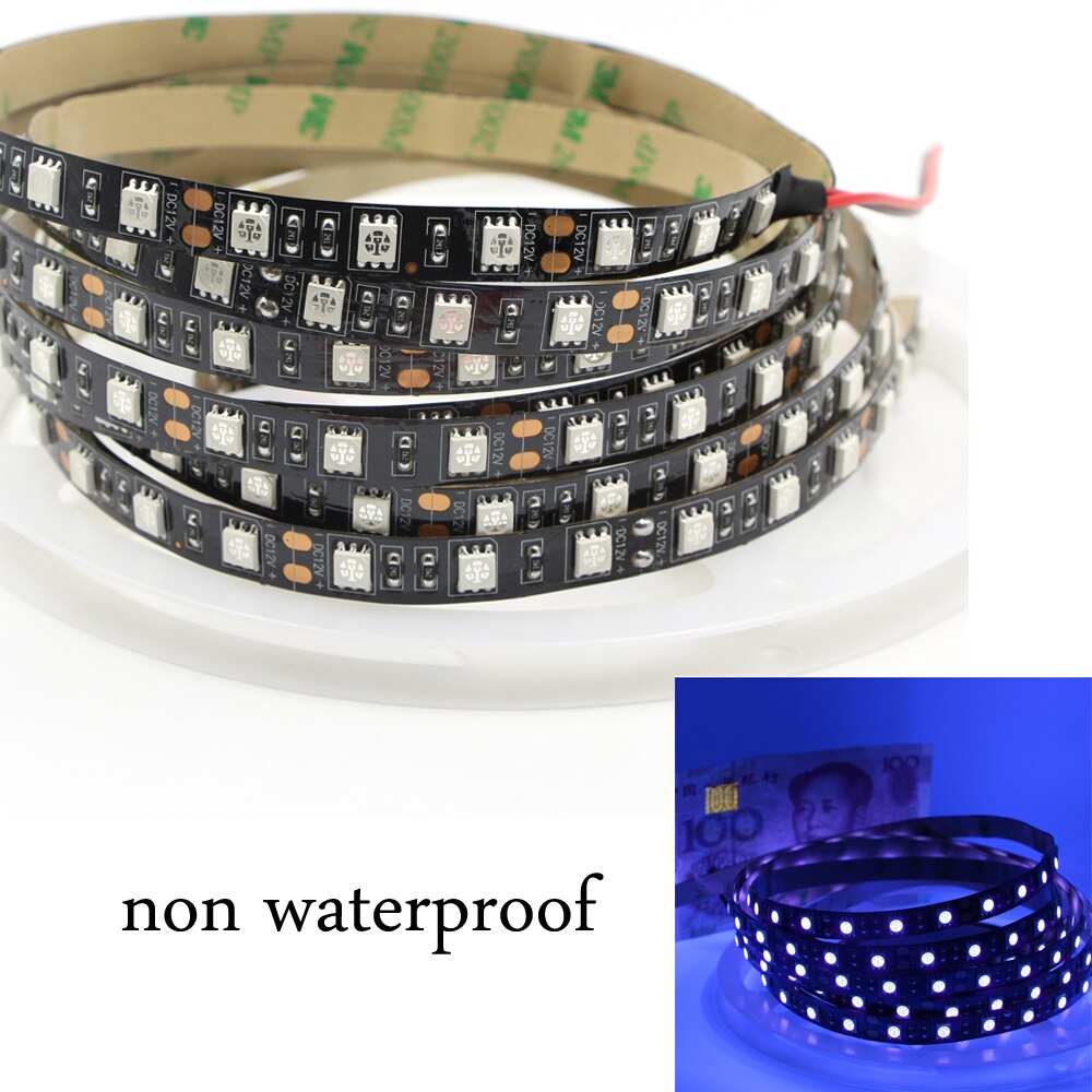 UV LED Strip Light 60leds/M SMD 5050 Ultraviolet 395-405nm painting Banknote verification Diode Ribbon Purple Flexible Tape Lamp: non waterproof / 50cm