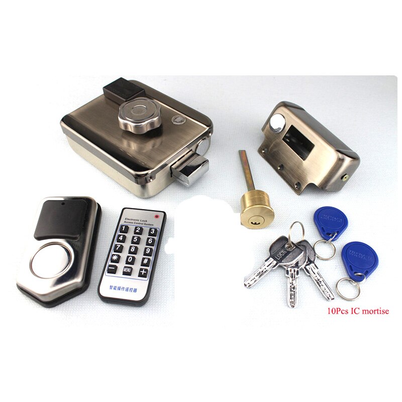 Wireless Electric lock locker motor door lock support 13.56 MHz IC card reader for access control gate door open home security: Kit B