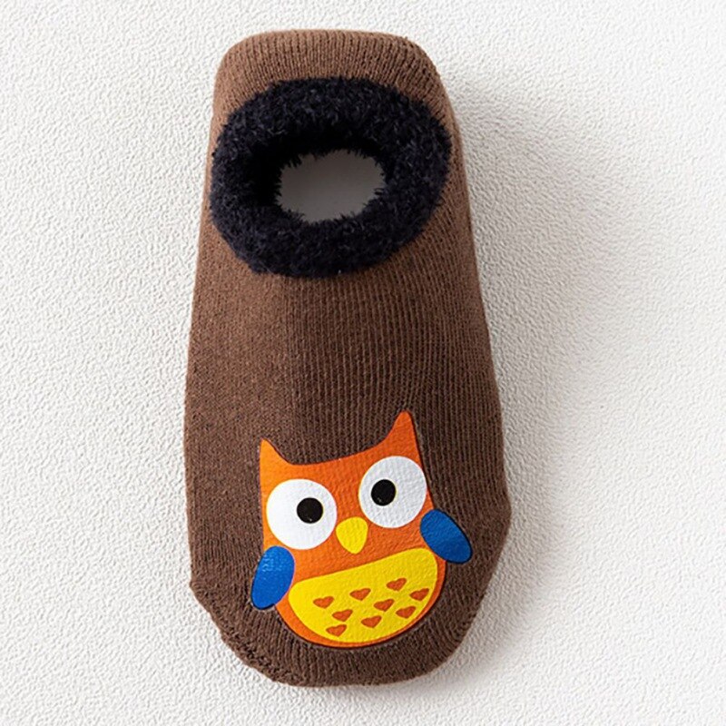 Autumn Winter Baby Socks Casual Children\'s Cute Cartoon Owl Non-Slip Cotton Floor Socks Kids Slippers: MV0128K / M
