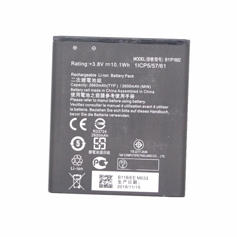 1x2660 mAh Bateria de Substituição Para ASUS Zenfone B11P1602 Ir 5 "ZB500KL X00AD X00ADC X00ADA Baterias