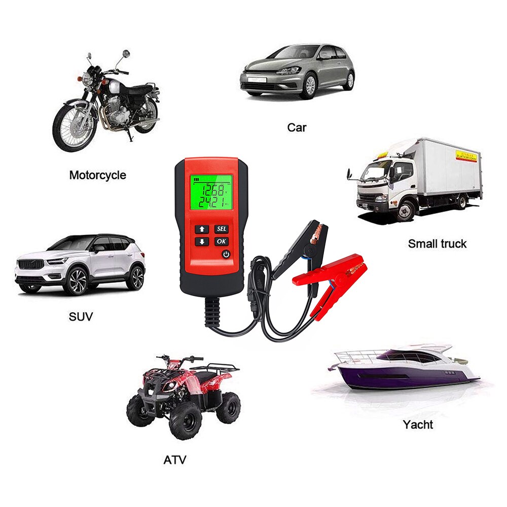 Digital 12V Car Battery Tester Load Test and Analyzer of Battery Life Percentage,Voltage, Resistance and Deep Cycle Battery