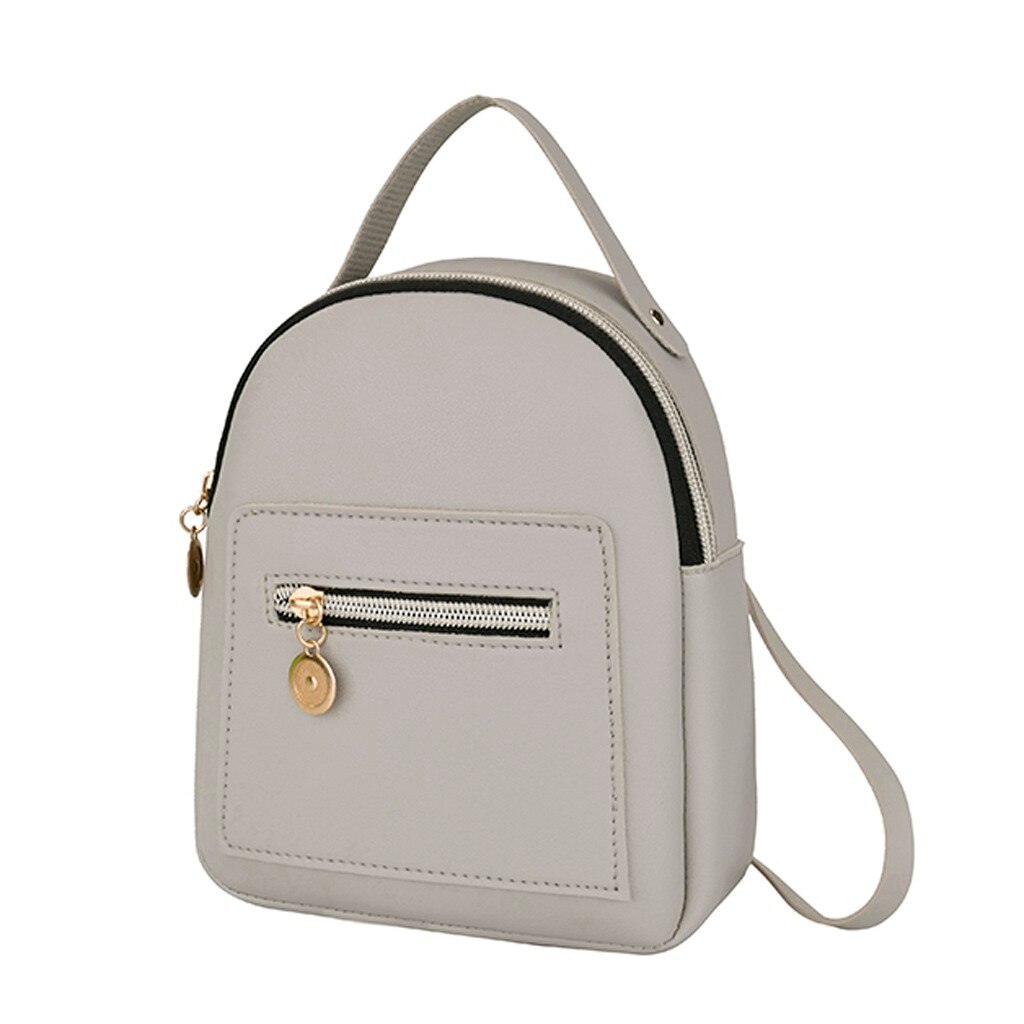 Women Shoulders Small Backpack Letter Purse Mobile Phone Female Ladies Girls School Backpack Shoulder Bags: Gray