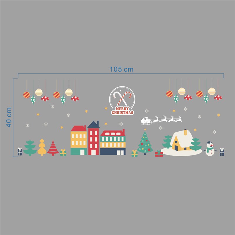 merry christmas tree santa claus wall stickers for kids rooms window home decor happy year wall decals pvc wallpaper: Xmas107