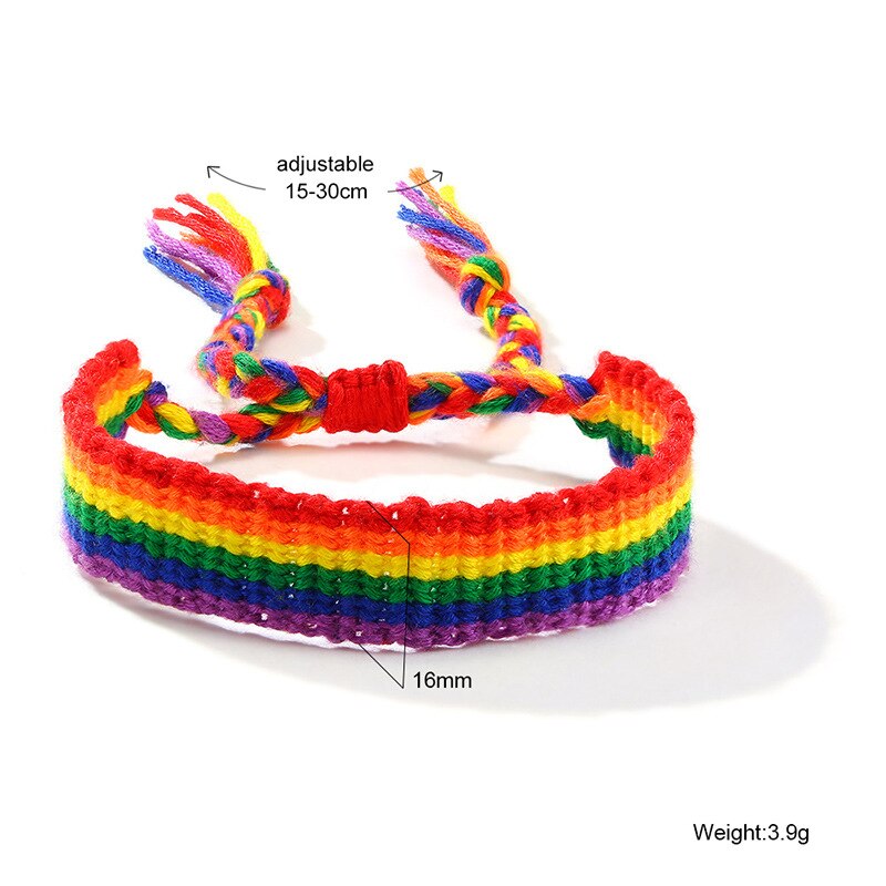 Simple Brazilian Nepal Rainbow Lesbian LGBT Pride Gay Pride Woven Braided Rope String Strand Friendship Bracelet