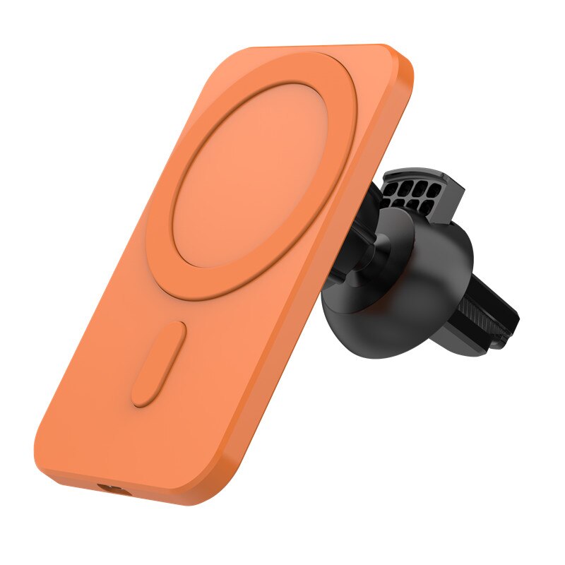 15w magnetisk hurtig trådløs billader qi opladning til iphone 12 pro max 12 mini 12 biltelefonholder magsafe trådløs oplader: Orange