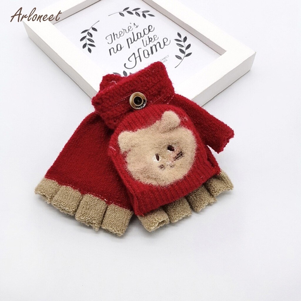 Winter Warm Knitted Convertible Flip Top Fingerless Mittens Gloves baby boy girl kids child children's kniited gloves mitten