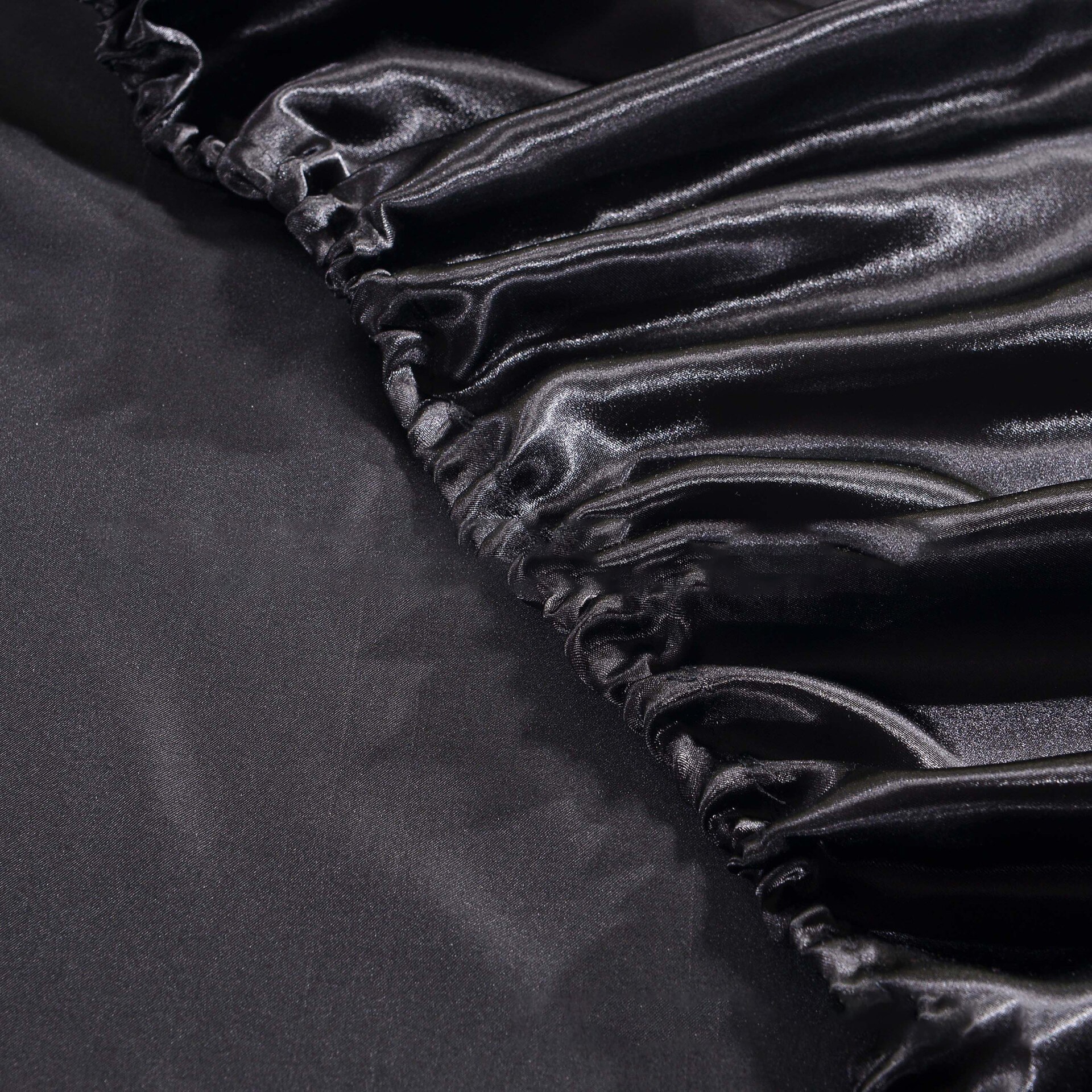 Sateng silke tilpasset laken på elastisk ensfarget madrassbeskytter laken på elastisk bånd drap house de matela queen king: Svart