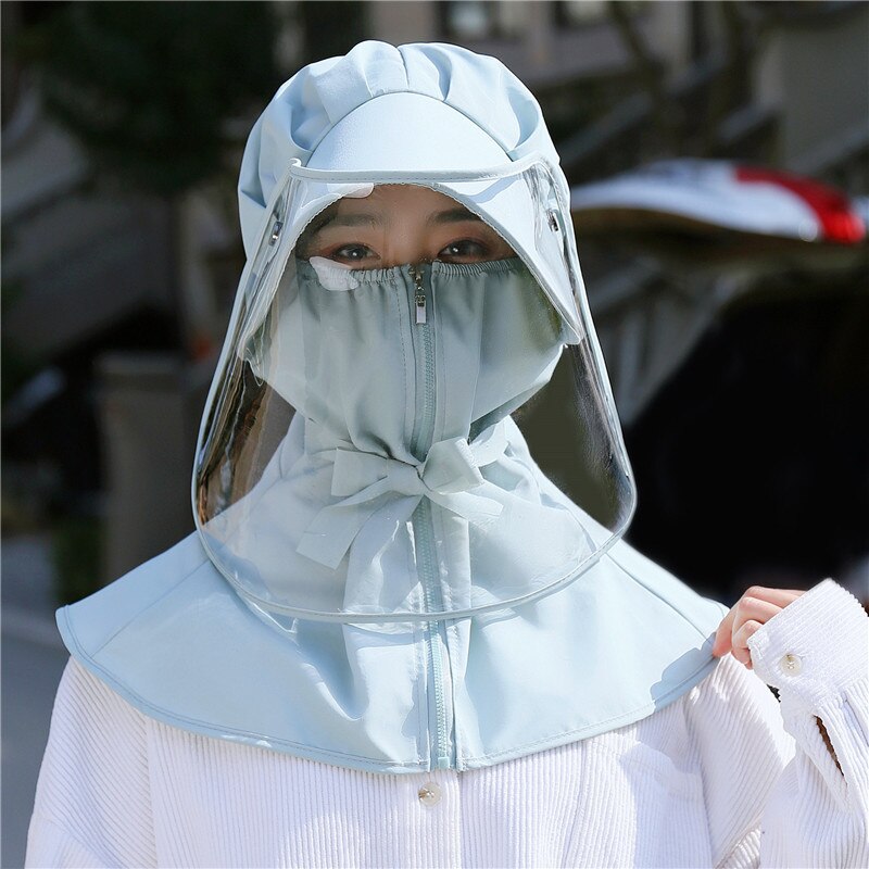 Full Face Neck Visor Cover Shield Cap Safety Eye Protect Hat Anti-Spit Saliva Anti-UV J99Store: Blue Grey B Adult