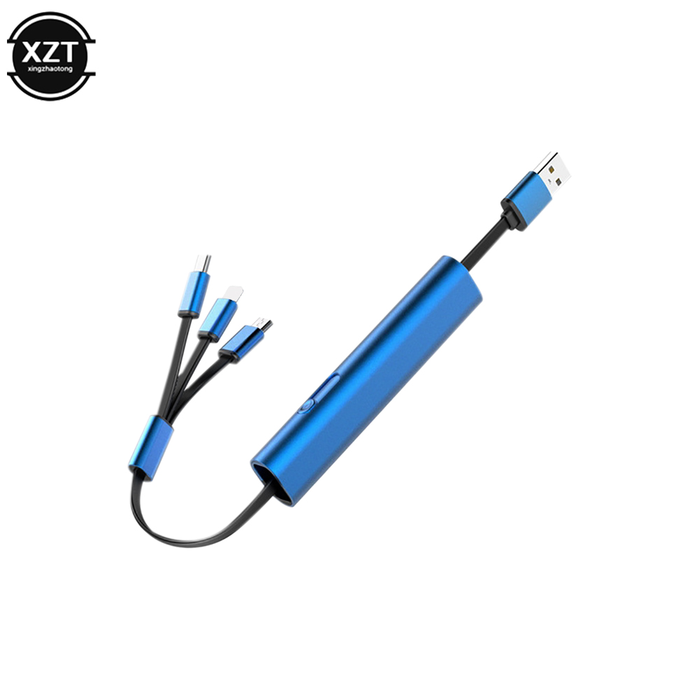 3 In 1 Snel Opladen Datakabel Voor Opslag Kabel Sleutelhanger Datakabel Voor Iphone Android Type: Blauw