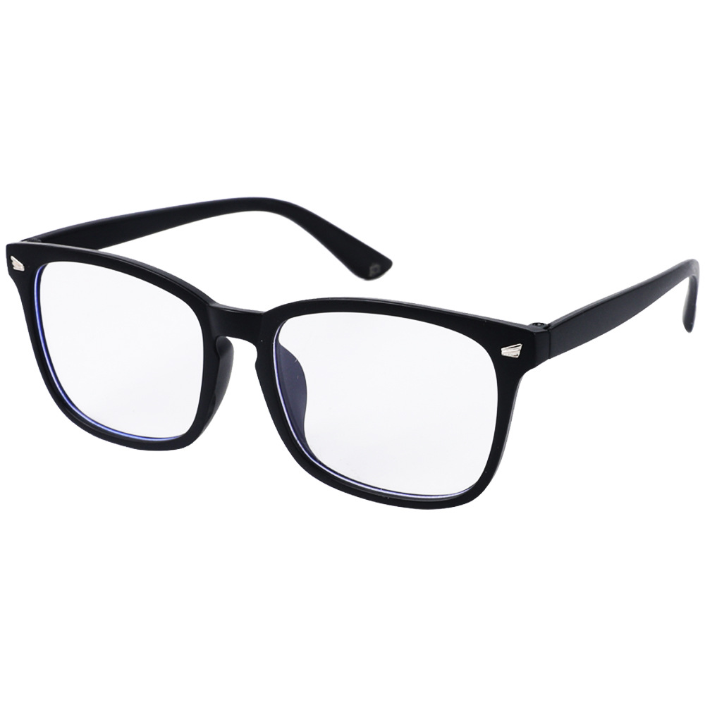 Gafas clásicas con bloqueo de luz azul, gafas cuadradas para ordenador, montura de gafas para Nerd, gafas antirayos azules para juegos de ordenador: Negro