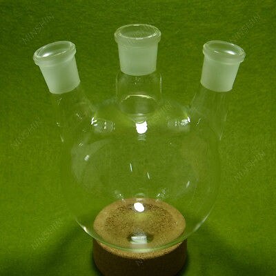 Round Bottom Boiling Flask,1000ml,3 Neck24/29 Joint,Glass Flask,lab Glassware