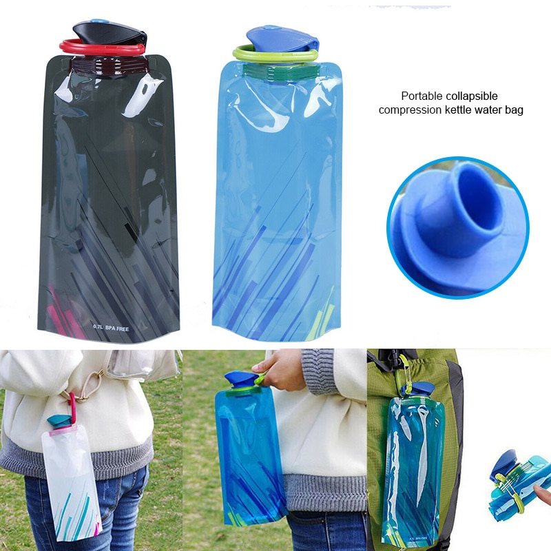 700 Ml Herbruikbare Sport Reizen Draagbare Opvouwbare Folding Drink Waterfles Waterkoker Outdoor Sport Plastic Waterfles 3 Kleuren