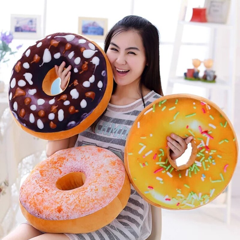 Doughnut mad plys pude sjov chokolade sofa sæde pude jule donuts pude xmas kid legetøj fyld hviler bilmåtter