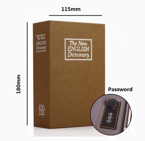 18cm*11.5cm*5.5cm engelske bogsafer ordbog pengeskabe sparebank simuleringsbøger stålkasser: Gul adgangskode