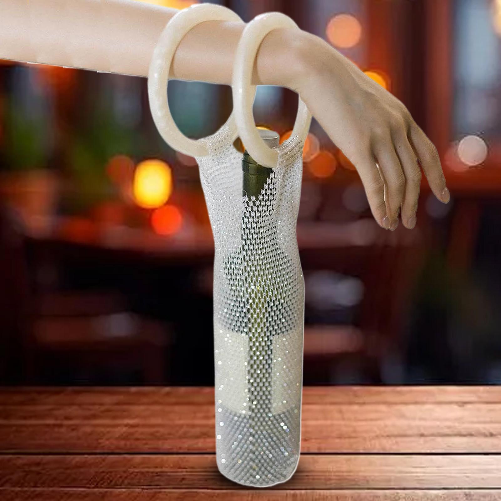 Draagtas voor wijnflessen, draagbaar, herbruikbaar, met mesh hoes en hars handvat, voor reizen, picknick, Kerstmis, verhuizing