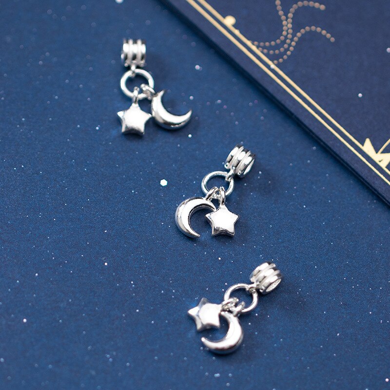 925 Sterling Zilver Romantische Moon & Star Charms Eenvoudig Ketting Zilveren Hangers Diy Sieraden Componenten Vrouwen