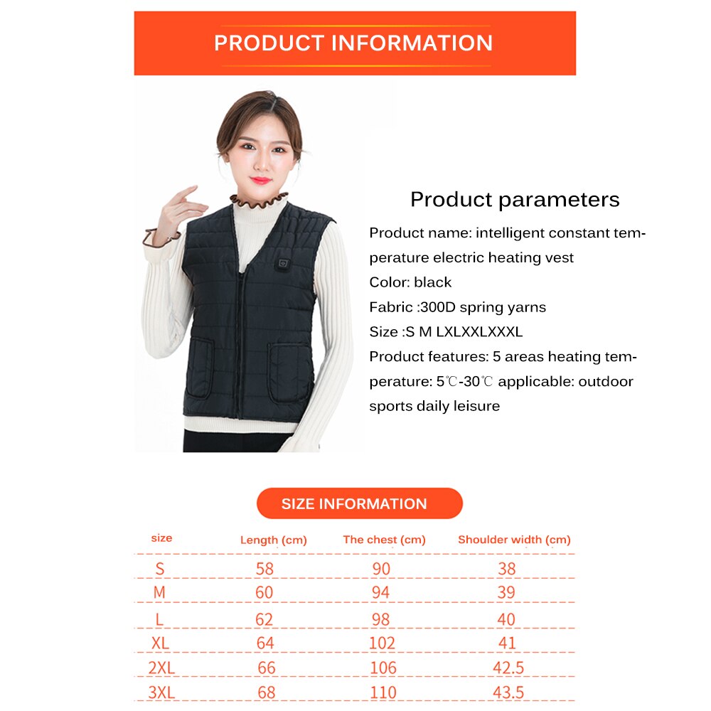 Men Women Outdoor USB Infrared Heating Vest Flexible Electric Thermal Winter Warm Jacket Clothing for Fishing Cycling Riding