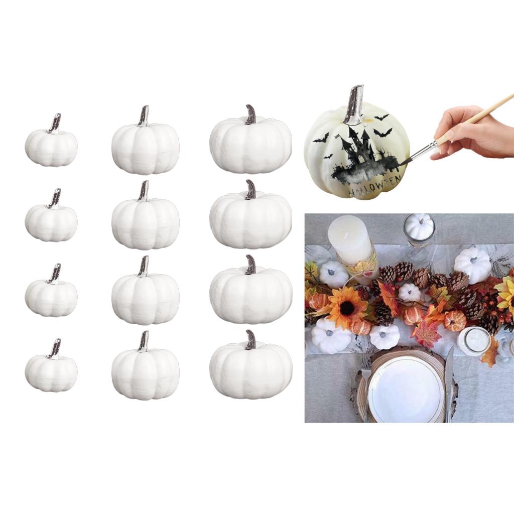 12Pack White Lifelike Pumpkin Fall Harvest Mini Pumpkins for Home Garden Decor