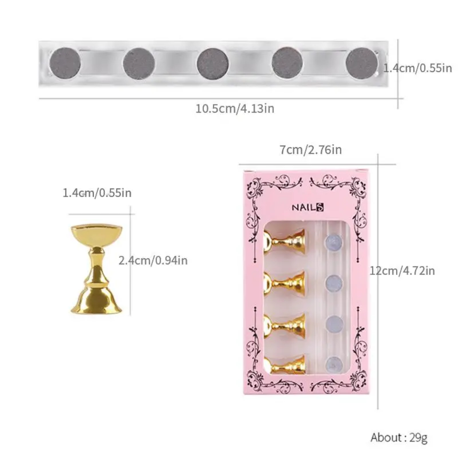 Silver Magnetic Press-on Nail Art Stand for Easy and Convenient Use - Stylish and Portable Nail Display Stand - Unique Magnetic