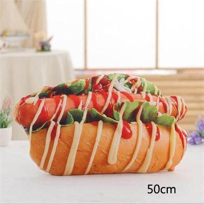 3d simulation mad pude rygpude sjov smør kiks brød hamburger tegneserie plys legetøj sofa stol pude siesta pude: Skinkebrød 50cm