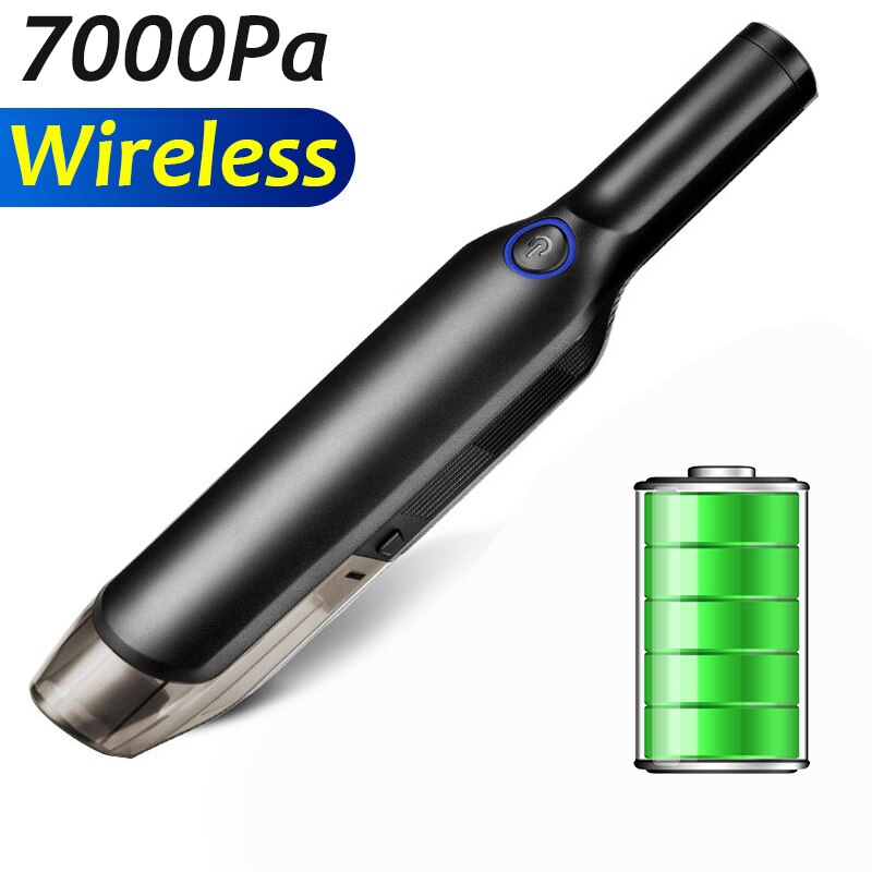 Wireless Rechargeable Car Vacuum Cleaner Portable Handheld Vacuum Powerful Cyclone Suction for Car Home Pet Hair Computer: Wireless 7000Pa