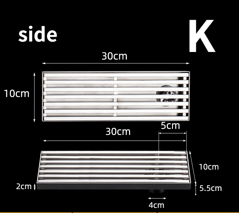 304 Stainless steel rectangular floor drain grate shower grill drain floor waste grate: K
