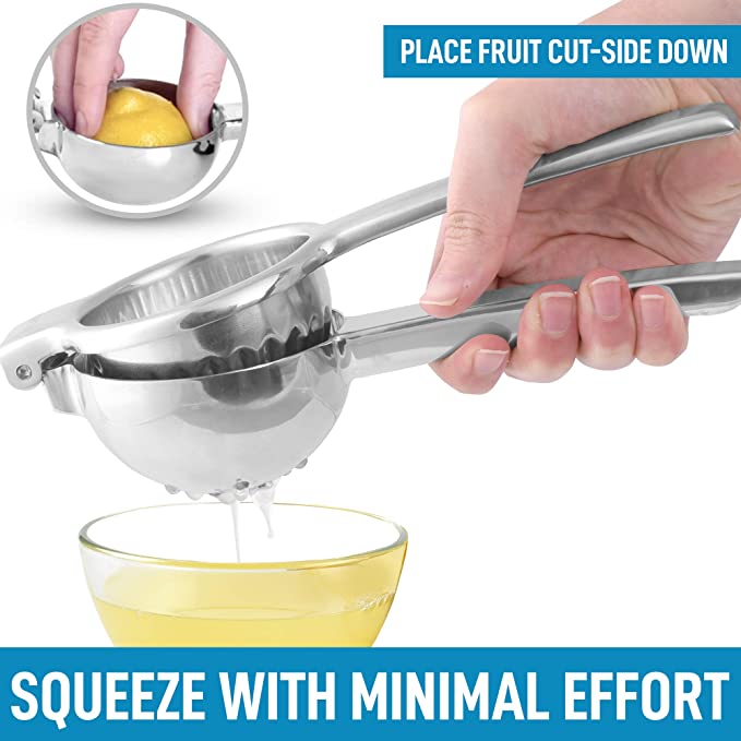 Stainless Steel Extra Large Lemon Squeezer Heavy Duty Squeezer & Fruit Juicer Hand Press with Solid Metal Squeezer Bowl