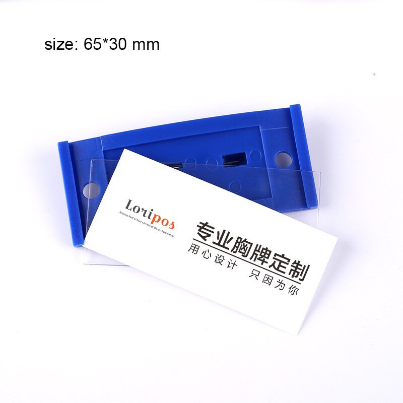 Plastic Colorful Reusable Pin Employee Name Badges Holder 65*30mm