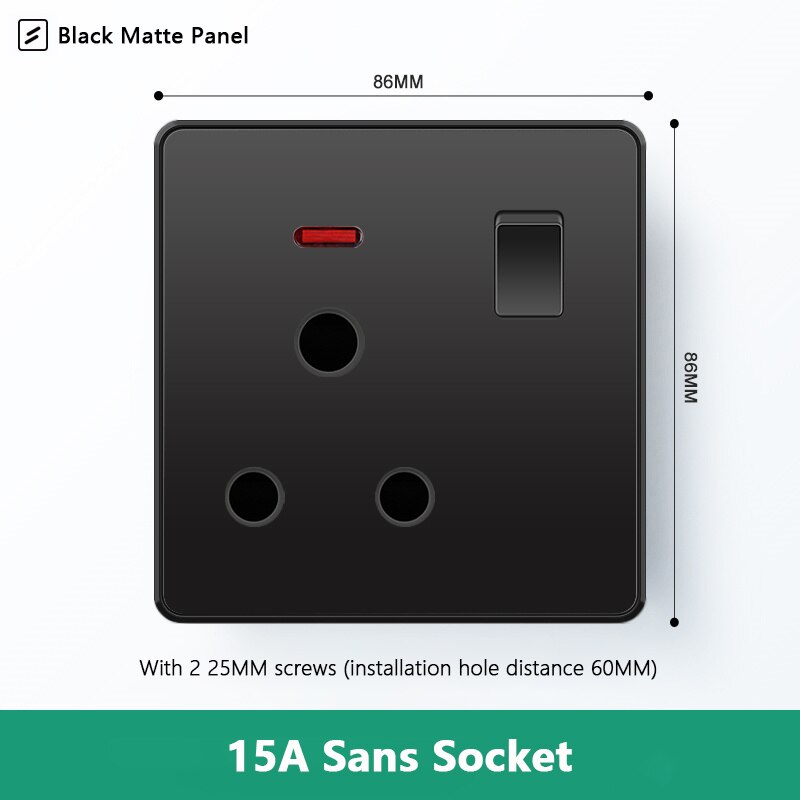 Atlectric Usb Wall Socket EU Standard Electrical Socketes Black Large Plastic Panel Multi-function Socket With Switch AC110-250V: 1SA1GL
