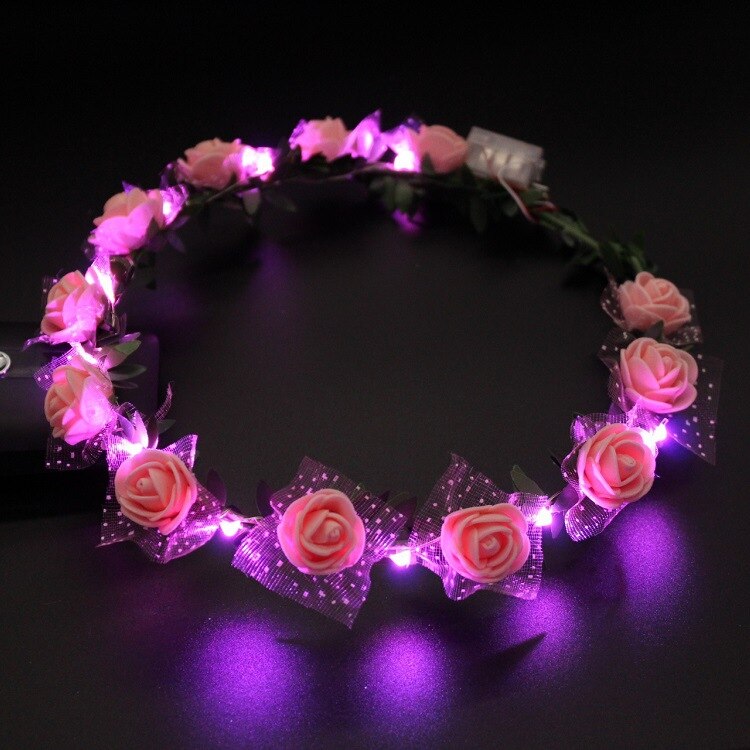 Vrouwen Meisje LED Knippert Lichtgevende Licht Bloem Hoofdband Haarband Hoofddeksels Kerst Bruiloft Glow Party Supply: 7