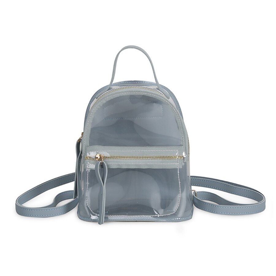 Transparent Backpack Women Female Backpack School Bag for Teenage Girl Casual Waterproof PVC Travel Bag Mochila: blue