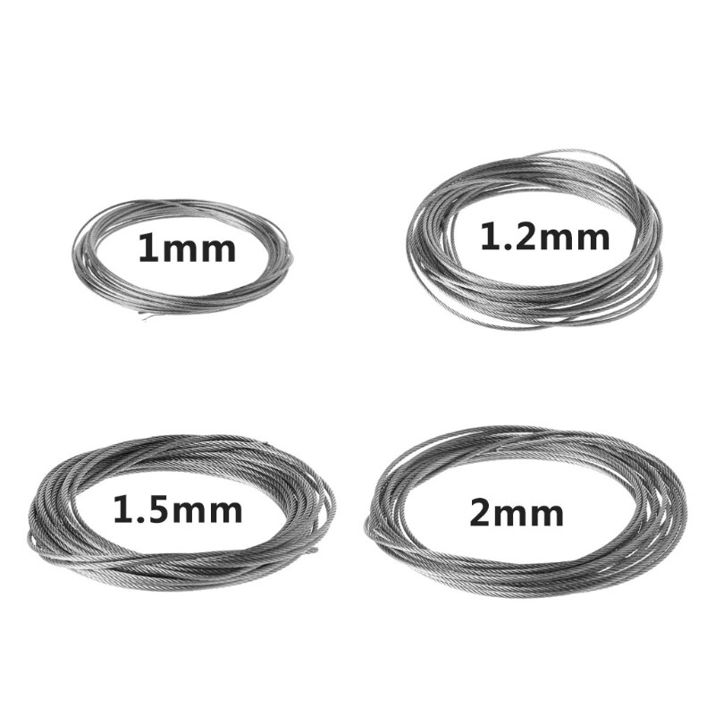 5m 304 Stainless Steel Wire Rope Soft Fishing Lifting Cable 7x7 Clothesline-M15