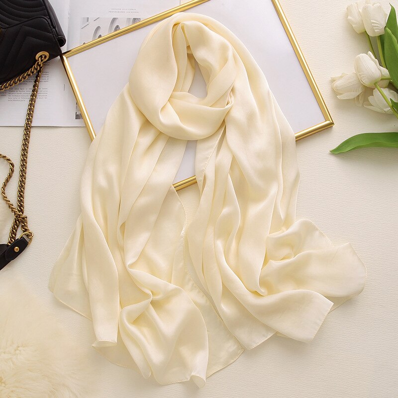 Châle en Polyester pour Femme noir | Écharpe Hijab solide, belle écharpe d'été en soie, châles et enveloppes longs de plage en mousseline: N3