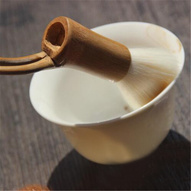 Håndlavet bambus håndtag blødt hår te tilbehør rengøringsværktøj husstand tekande te bakke kop bord rengøringsbørste