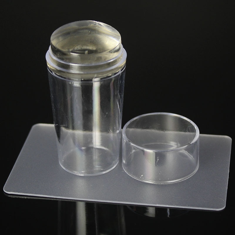 1 Set Pure Clear Jelly Silicone Nail Art Stamper + Plastic Schraper met Cap Transparante Stempelen Manicure DIY Gereedschap
