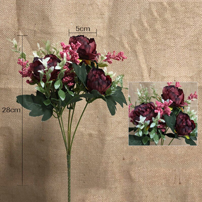 1Pc Kunstmatige Pioen Bloemen 32Cm Bloemen Boeket Decoratieve Nep Planten Voor Diy Wedding Festival Party Decoratie: I-1pc