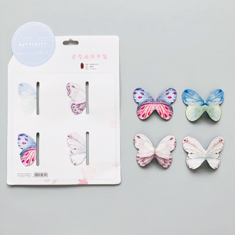 4 Stks/pak Creatieve Vlinder Magnetische Bookmark Marker Van Pagina Boek Clip Student School Kantoorbenodigdheden